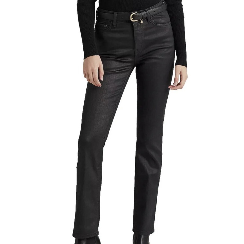 Ralph Lauren Black Label Coated‎ Jeans Womens 6 High Rise Ankle Straight Denim